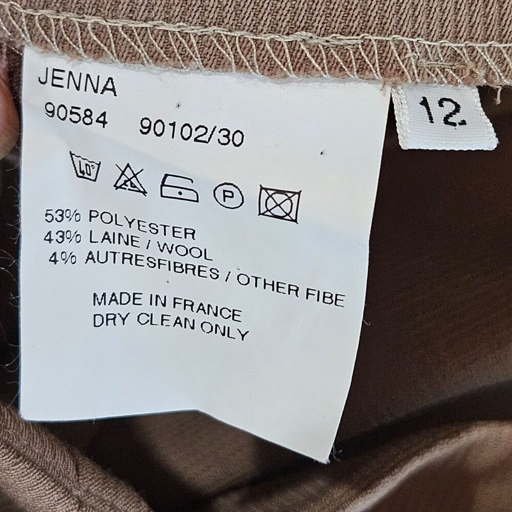 Bernard Zins Paris Trousers Size 12 Brown Tan Wool Blend‎ Luxury From France - Picture 8 of 10